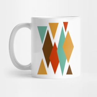 Blue Brown Diamonds Triangles Mid Century Modern Mug